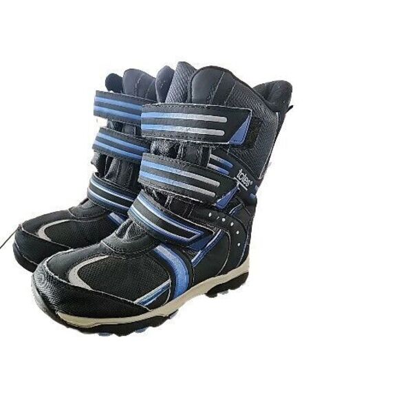 Totes Simon Black & Blue Thinsulate Boys Snow Boot Size 4M, Winter Loop And Hook - Picture 1 of 9